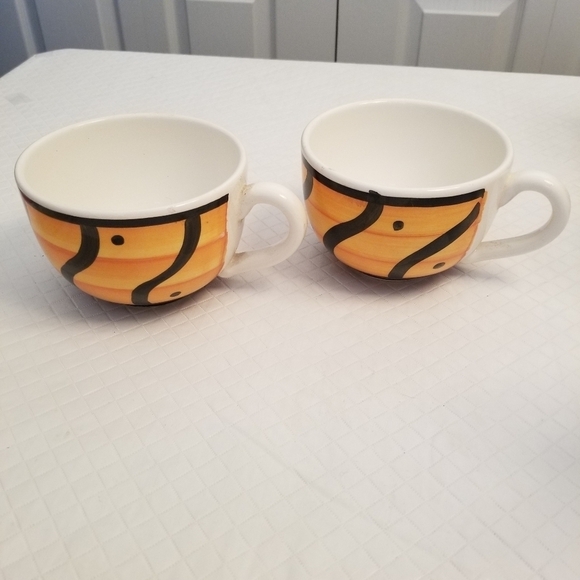 pier one hand painted Italy Orange And Black Extra Large Coffee Mugs - Picture 6 of 8
